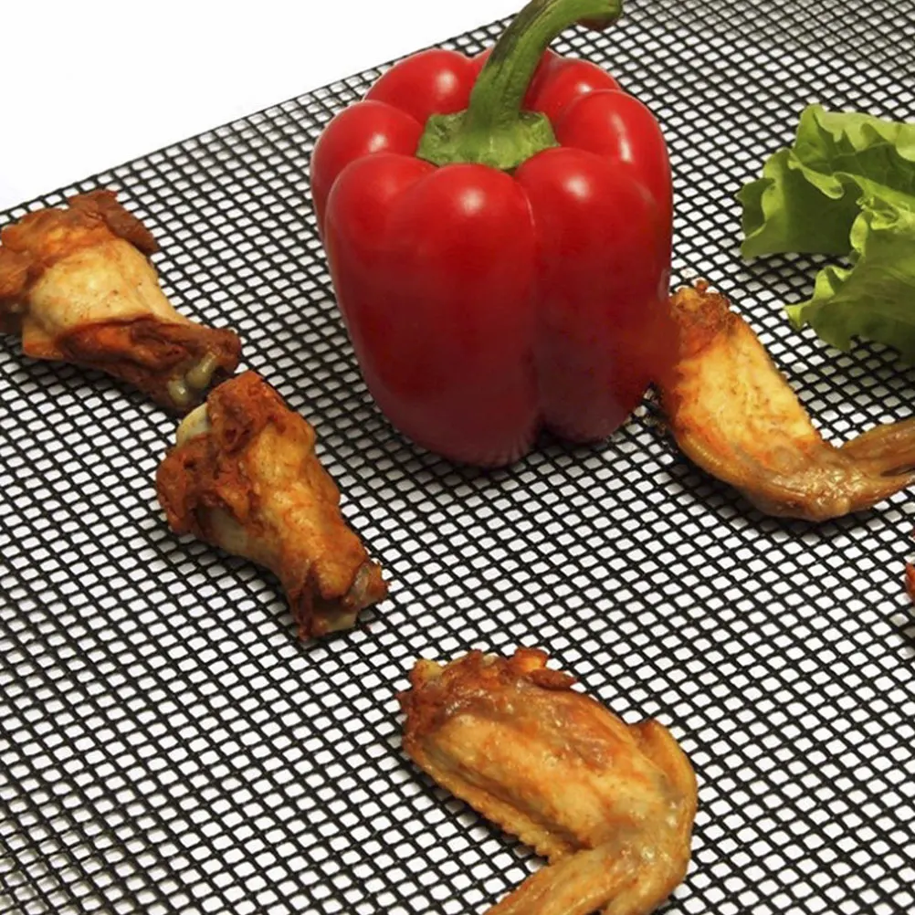 

2 Pcs Silicon Mat Baking Grilling Mats for Gas Camping Black Glass Fiber Cooking