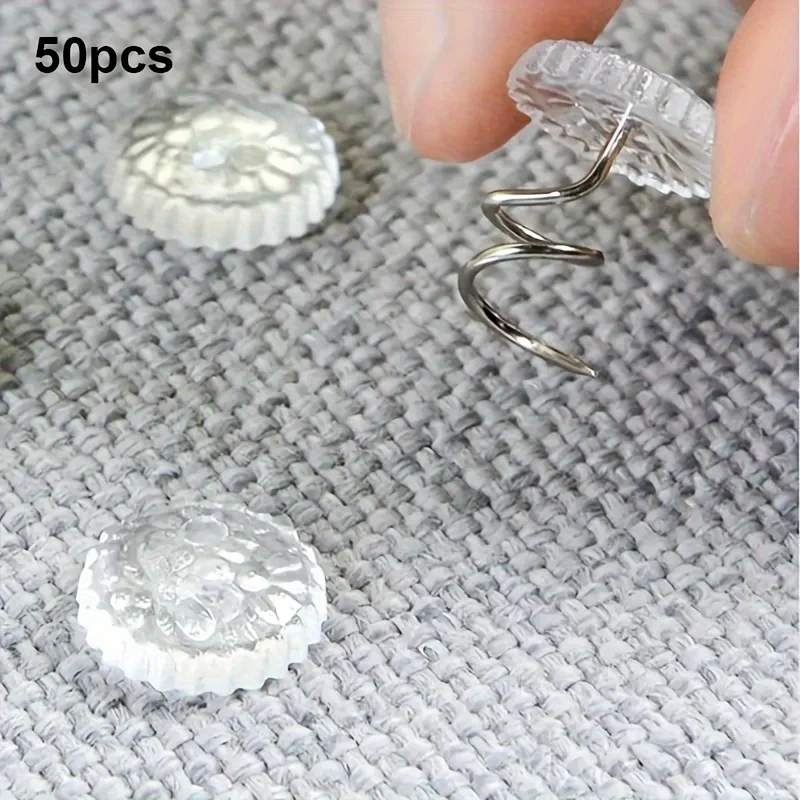 50Pcs Transparent Torsion Pins, Anti‑Slip Secure Fasteners for Sofa Pads, Reusable User‑Friendly Bedding Accessories