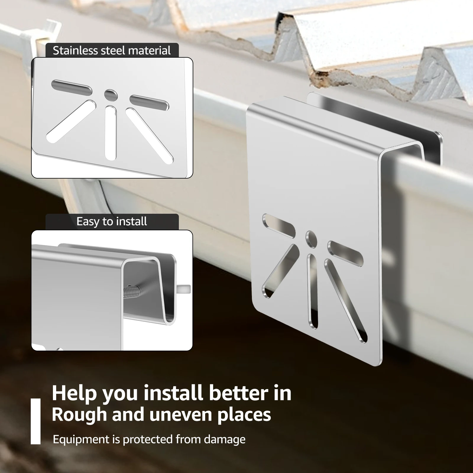 الطاقة الشمسية كاميرا الأمن رف جبل أطقم RVs الضوئية بين قوسين مزراب جبل دعامة فولاذية مقاومة للصدأ حامل جبل معدني Installa #2