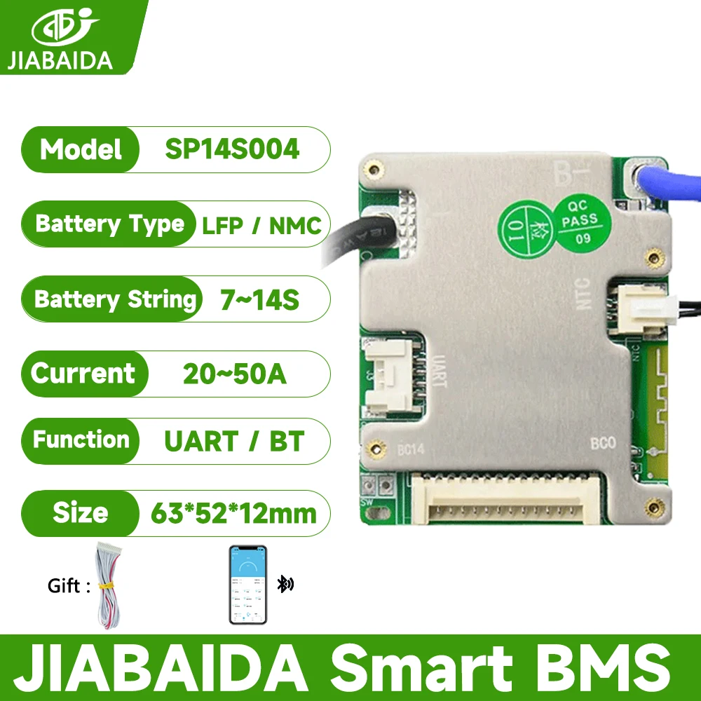 JBD BMS 8S 24V Lifepo4 BMS Apply to 7S 10S 13S 14S Li-ion Lithium 18450 Battery JIABAIDA Smart BMS BT Balance 20A 30A 40A 50A