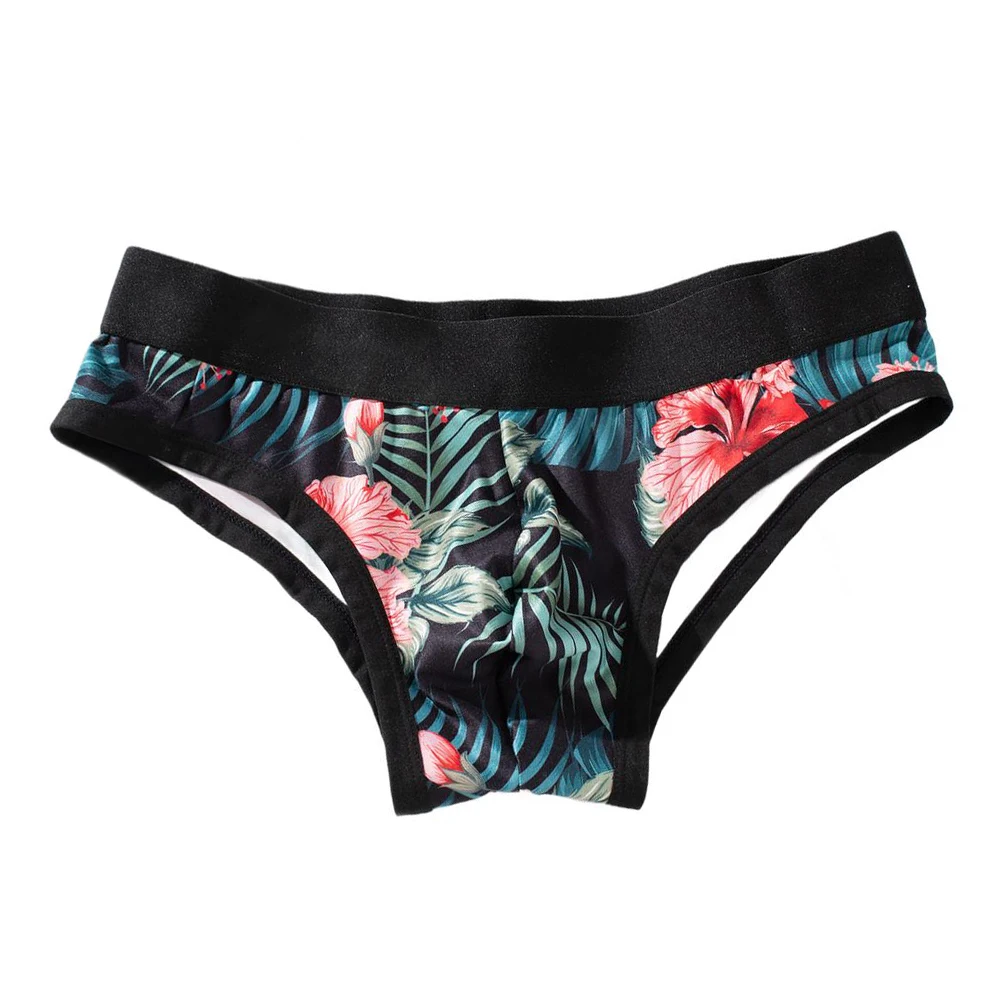 Men Ice Silk Print Thin Breathable Very Hot Lingerie Extreme Men's Panties Gay Sissy Pouch Underwear Underpants Panties Briefs