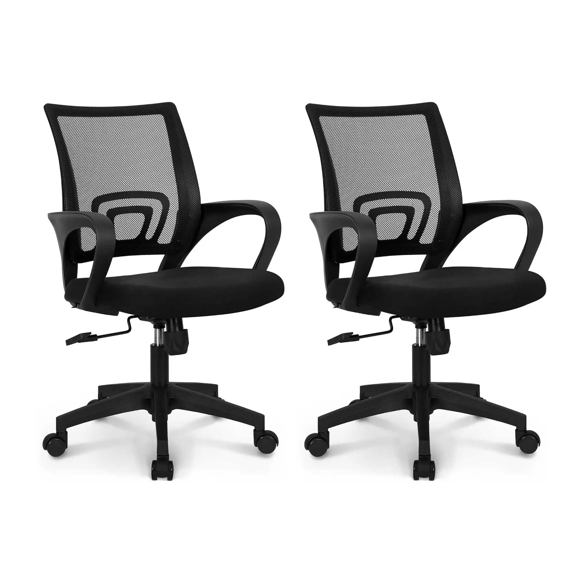 

Black Mesh Office Chair With Adjustable Height, Lumbar Support, Swivel Base And Rolling Casters For Home Or Task Use