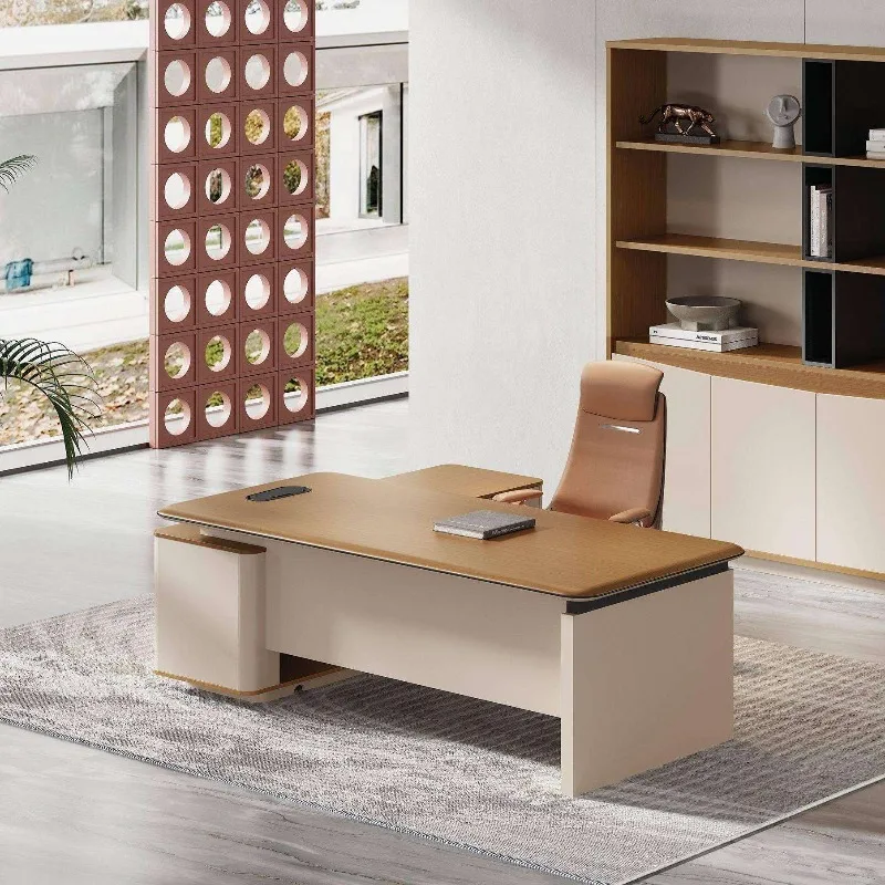 Factory Supplier Modern Durable Luxury Solid Wood L-Shaped Commercial Executive Office Desk for CEO Boss Office Building