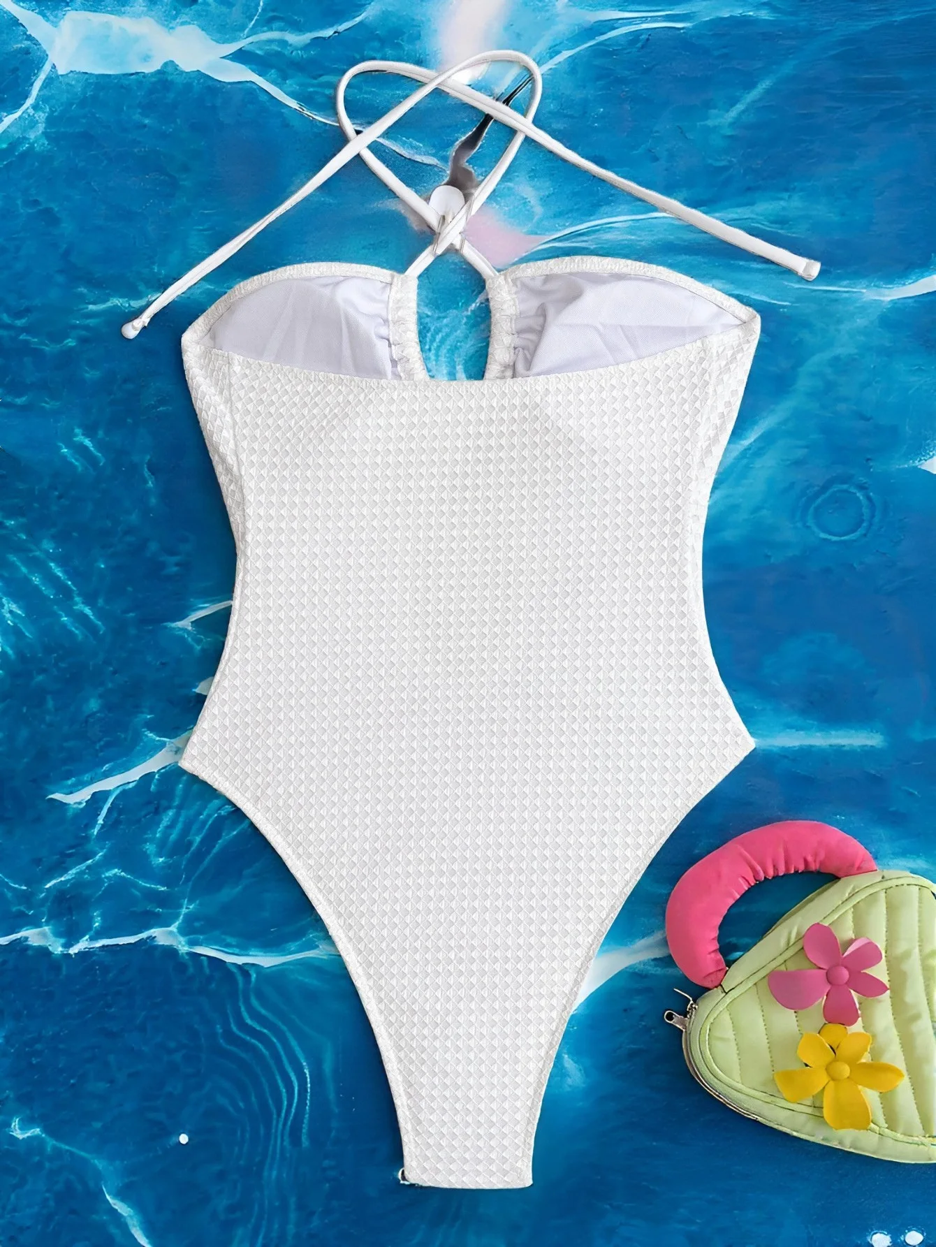 Seksowny strój kąpielowy jednoczęściowy z wycięciami, wiązany na szyi, bikini z wysokim stanem, body, damskie biquini, kostiumy kąpielowe, tankini, trikini