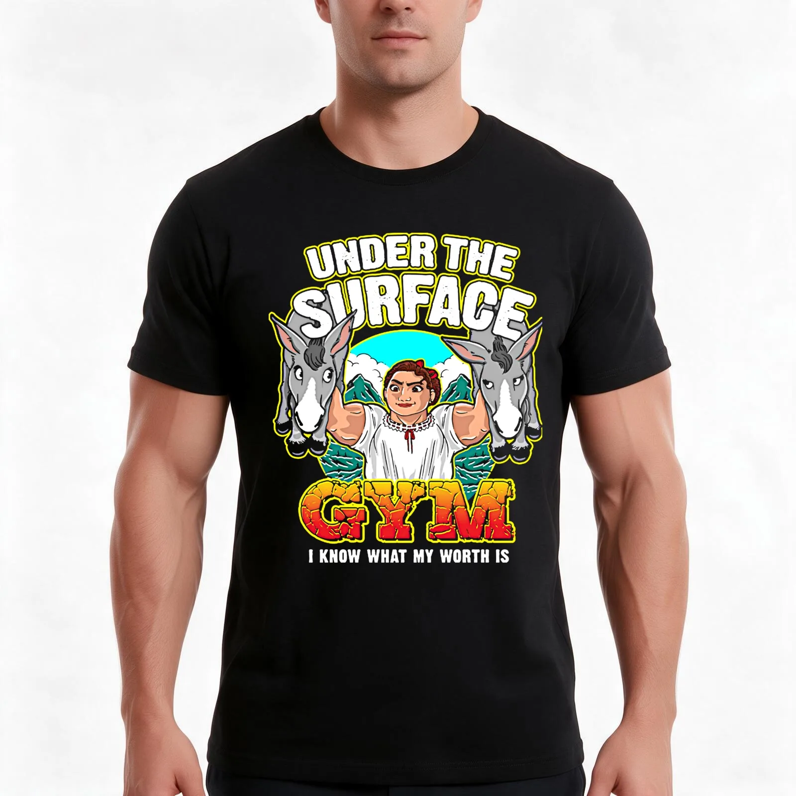 Under The Surface Gym T-Shirt, Summer Casual Cotton Tee, Oversized Streetwear Tops, Vintage Graphic Print, Unisex Men Women