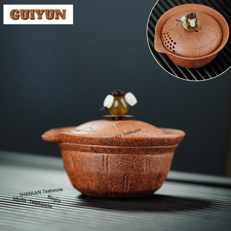 

100 мл Исин Фиолетовая глина Гайвань Антикварная противоожоговая чайная варенька Чайная миска с крышкой Набор крышек для заваривания чая Миска Посуда Украшения