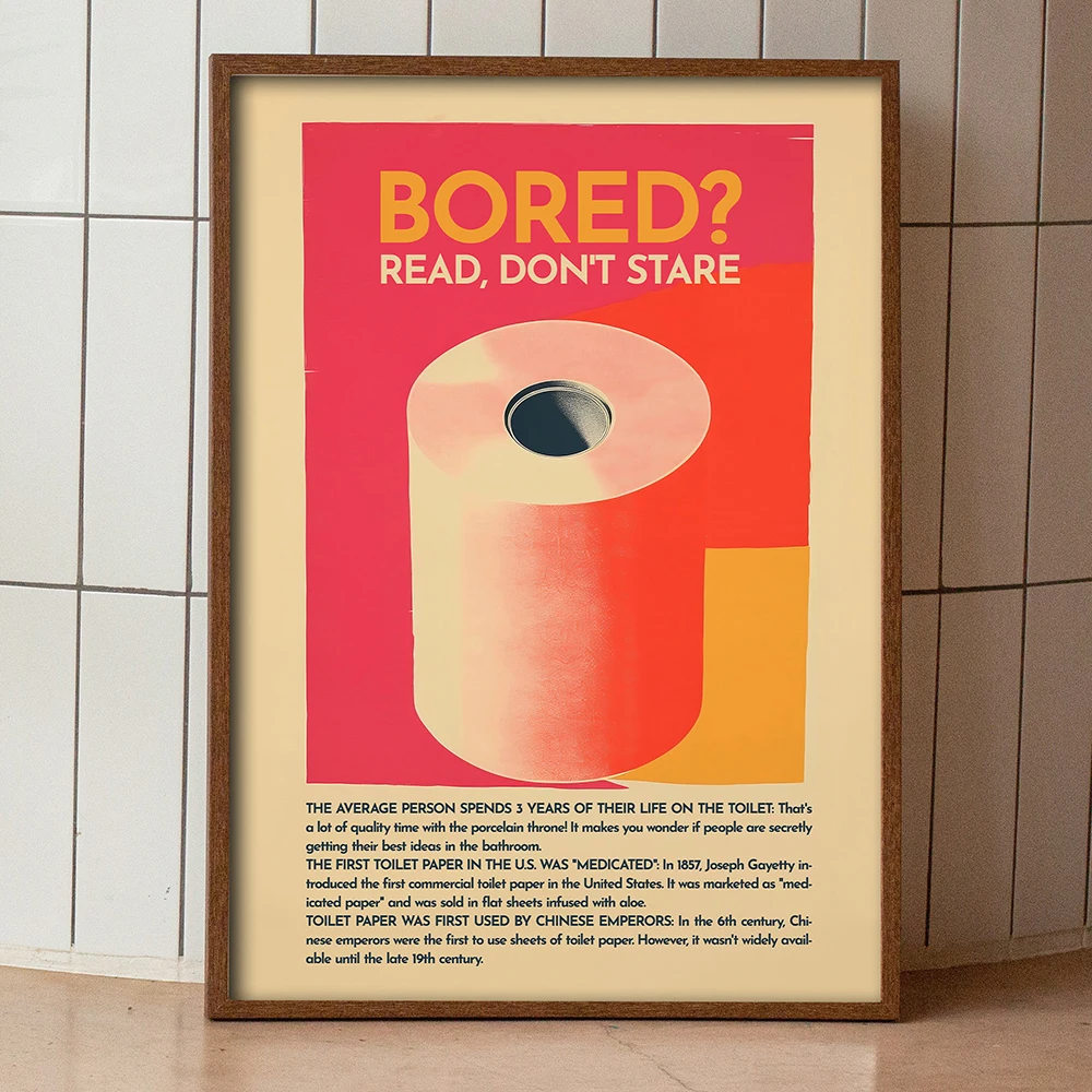 

Bathroom Wall Art Retro Toilet Art Prints Vintage Funny Maximalist Canvas Painting Paper Roll WC Poster Pictures Decor Cuadros