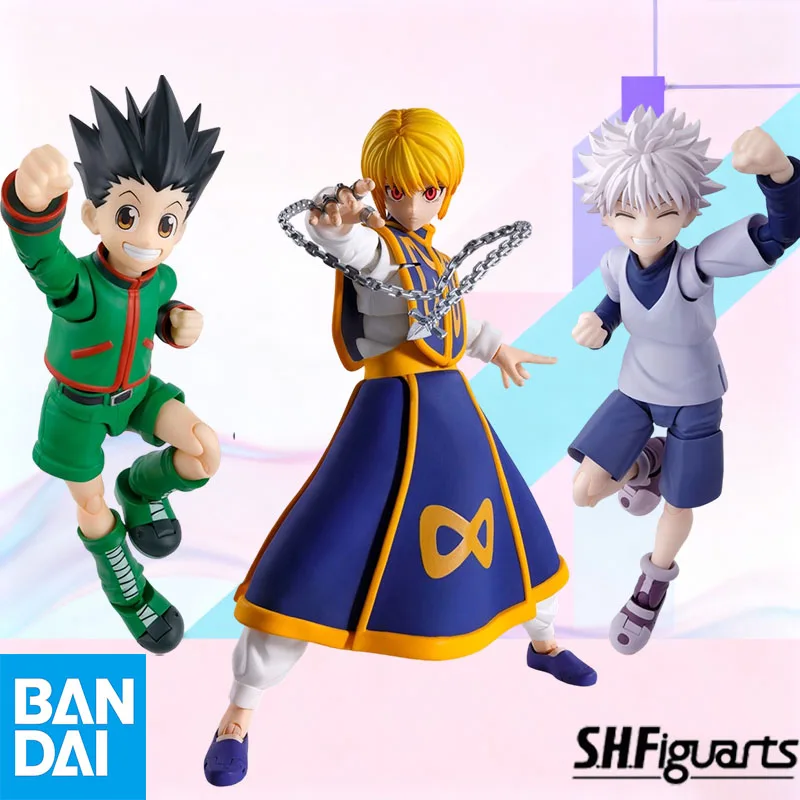 Figura de Acción Bandai S.H.Figuarts Hunter x Hunter Kurapika Gon Killua Zoldyck, 135-150mm, PVC, Modelo Coleccionable con Piezas Intercambiables