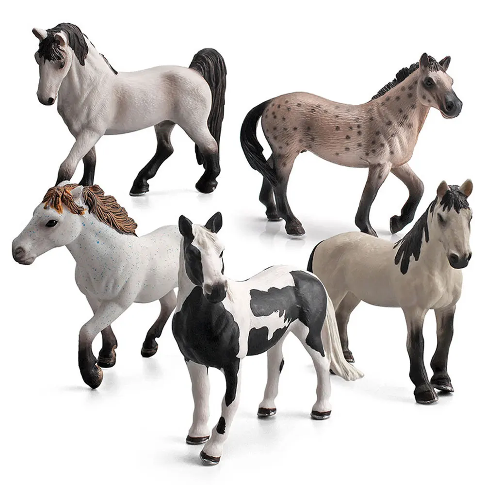 

Simulation Farm Animals Horse Steed Solid Model Kamargma Pint Mare Action Figures Home Decoration Toy For Kids Gift HG383