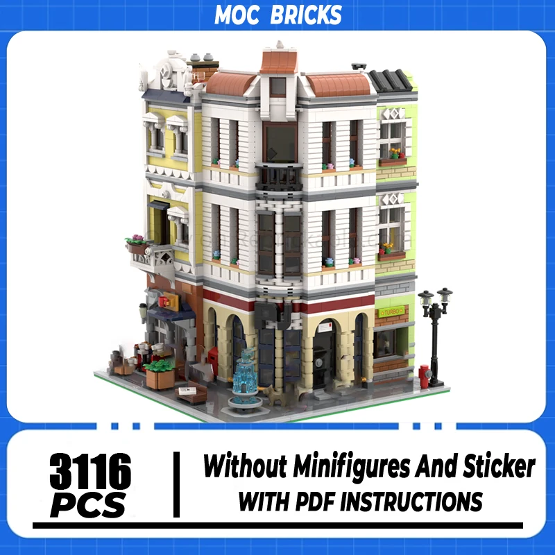 

City Street View Moc Building Blocks Post Office on the Corner Model Technology Bricks DIY Assembly Toy Construstion Gifts
