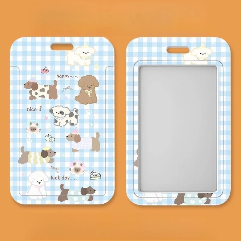 Blu simpatico cartone animato Kpop Idol Card raccogli organizzatore portachiavi di cancelleria maniche per foto portachiavi porta badge da donna ciondolo con cordino