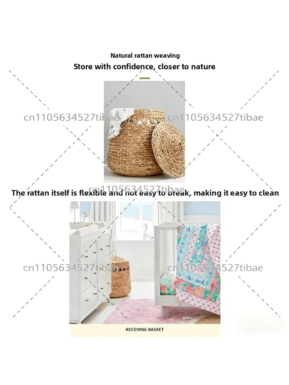 Nordic Gourd Grass Storage Basket Handwoven Toy Basket Bathroom Lidded Laundry Basket Kids Room Storage Box