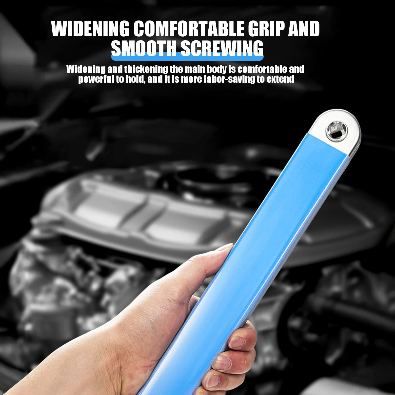 Double Head Ratchet Wrench 39cm Adjustable Carbon Steel Extension Tool with Quick Release for Tight Spaces Auto Repair