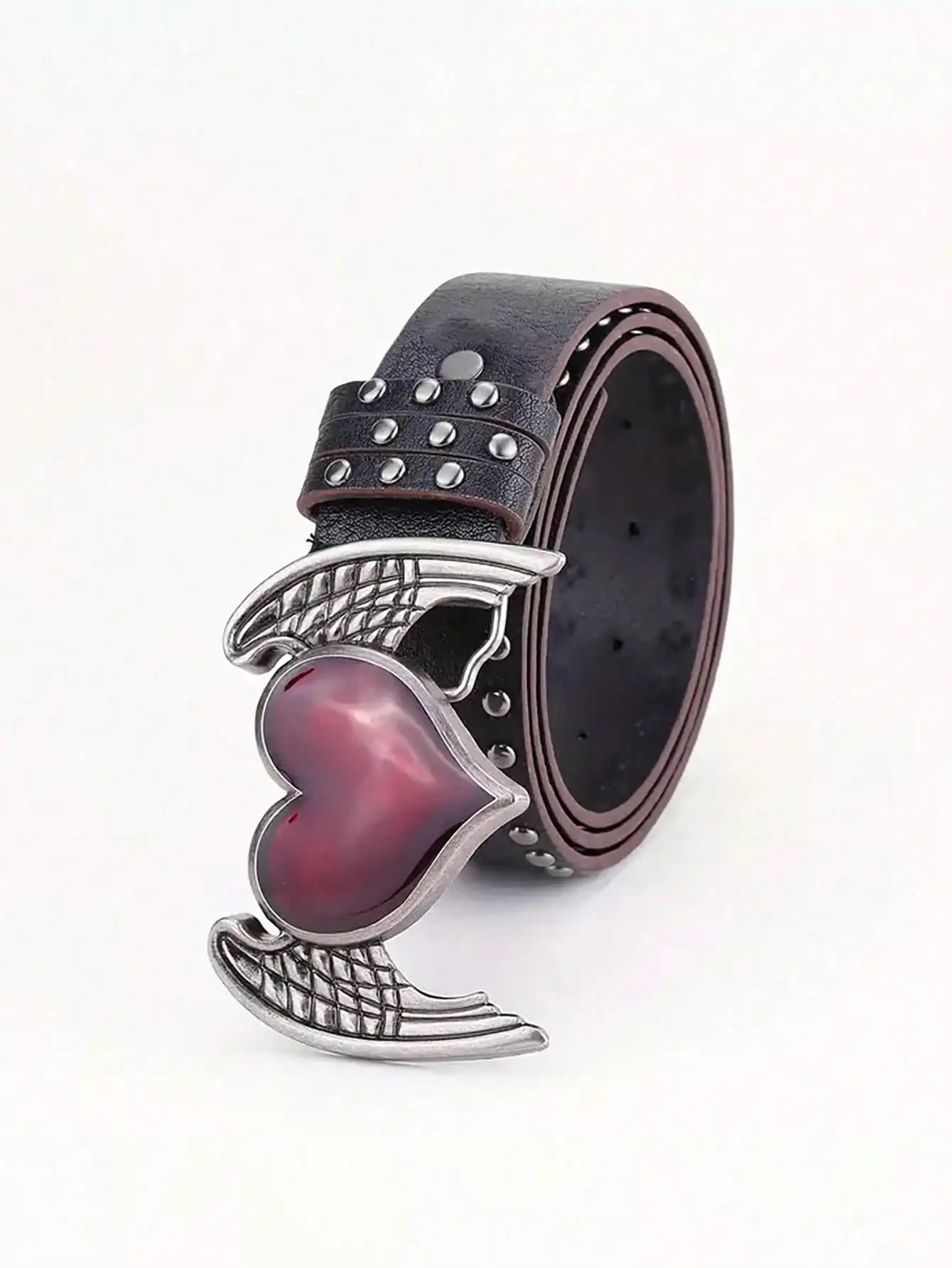 1 個のローズエッセンシャルオイルドロップレットハート型レザーベルト、リベット装飾、Y2K パンクゴシックロックヒップホップスタイル、春、夏