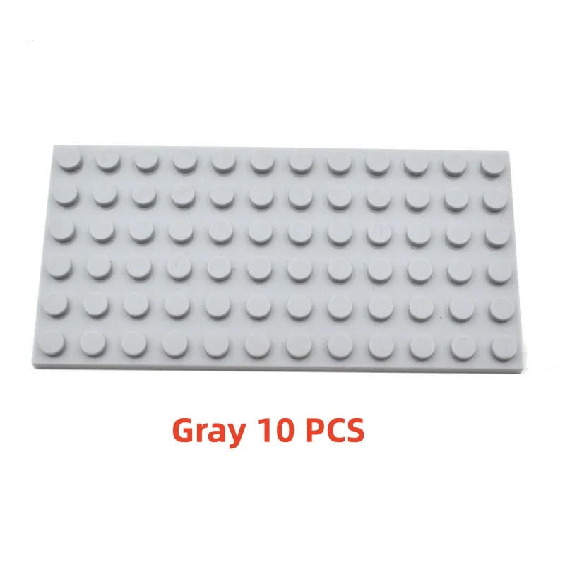 แผ่นฐานต่อบล็อก 10 ชิ้น ขนาด 6x12 จุด แบบคลาสสิก MOC DIY สำหรับตัวต่อเมือง ชิ้นส่วนบล็อกที่ใช้ร่วมกันได้กับ 3028 ของเล่นเด็ก ของขวัญ