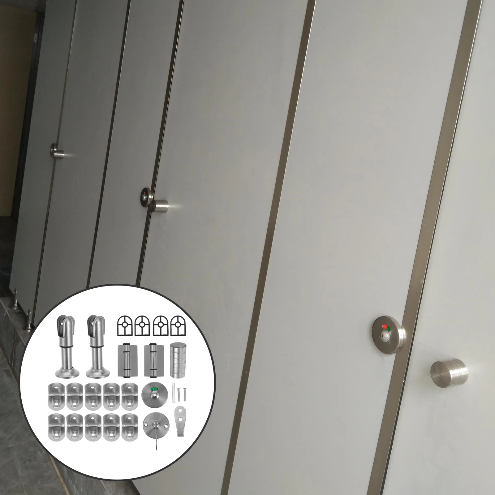 

1Set Professional Sanitary Partition Accessories Stainless Steel Bathroom Partition Fittings Set for Restroom Corner Codes