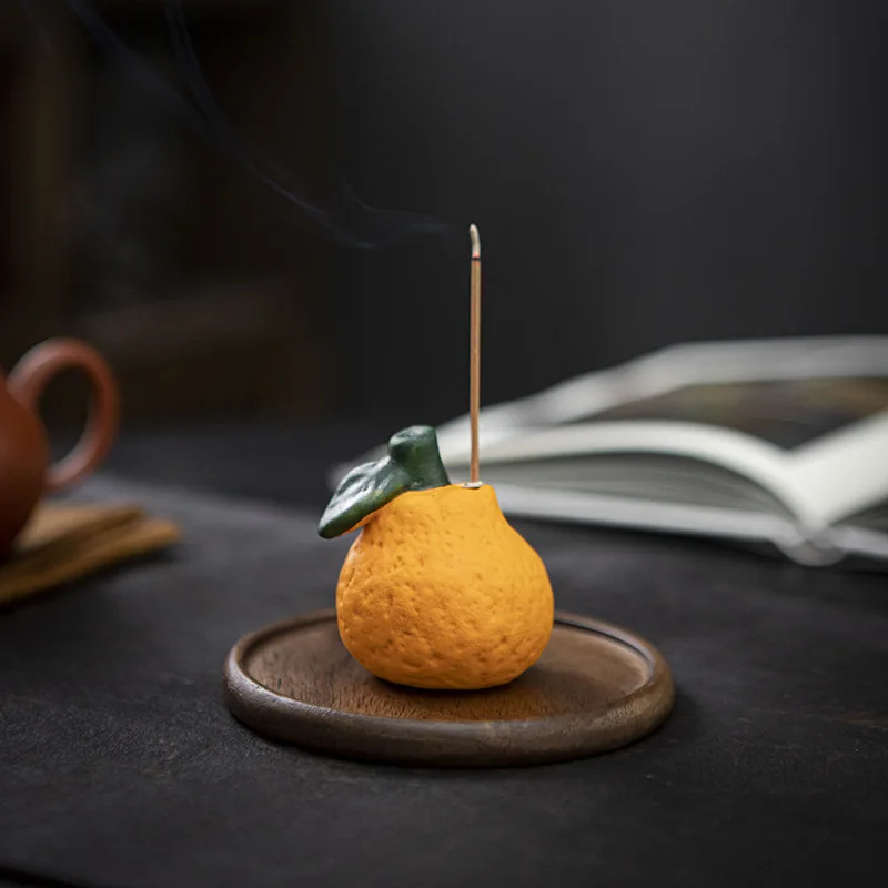 0009 Creative Ceramic Ugly Orange Line Incense Burner Household Indoor Incense Insert Incense Holder Tea Room Aromatherapy Stove