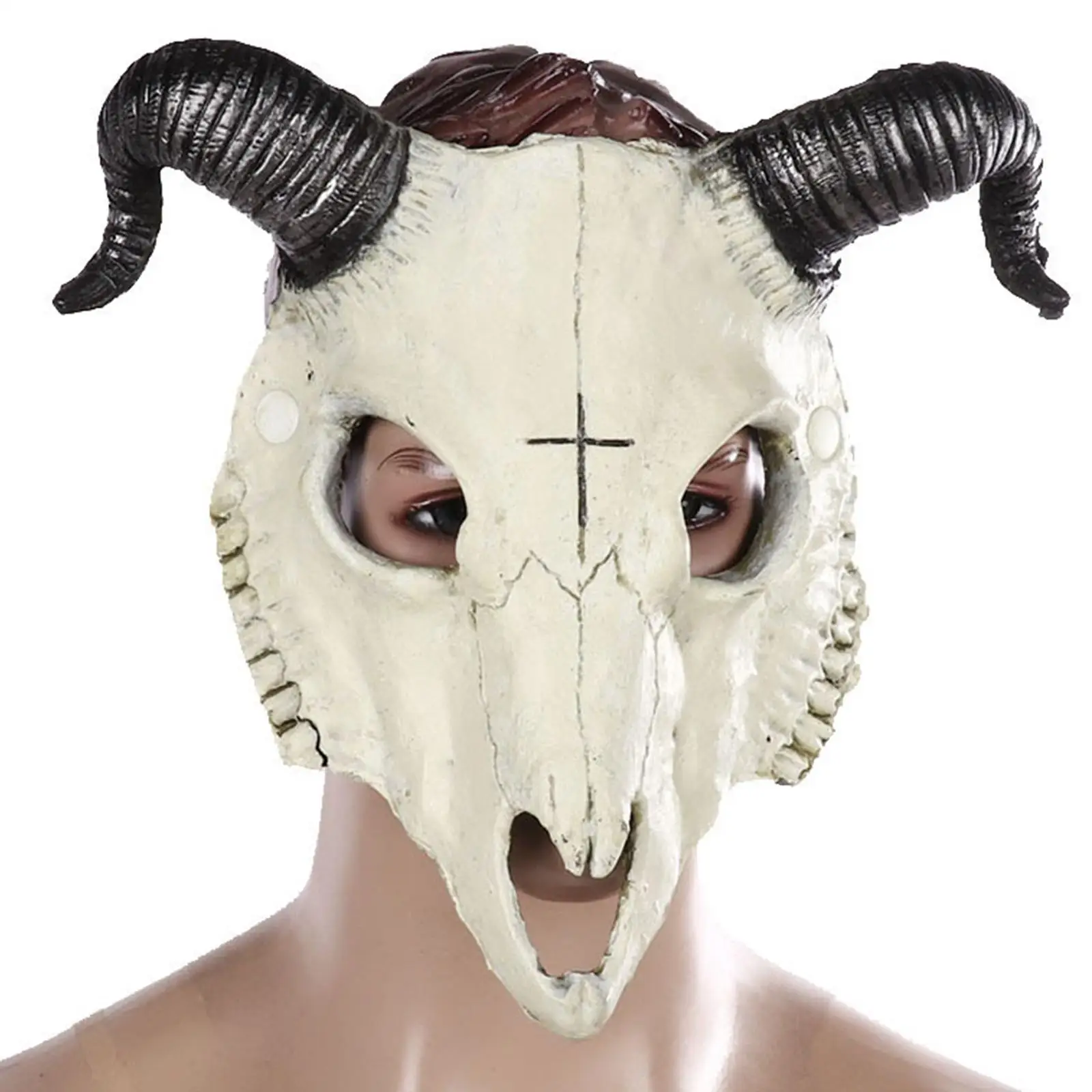 Halloween Goat Skull Full Face Mask, Rave Party Props, Acessórios Traje