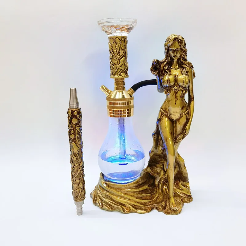 Beautiful woman modeling resin hookah, resin electroplating process LED light, high matching version hookah
