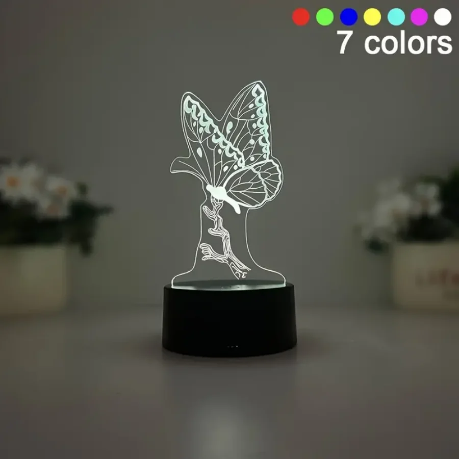 A butterfly creative modeling 3D desktop decorative light, room living room bedroom bed table night light,