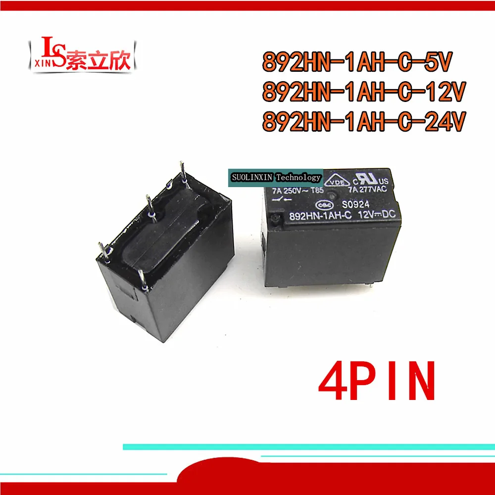 5PCS/LOT  Original New Relay  892HN-1AH-C  892HN-1AH-C-5V  892N-1AH-C-12V  892HN-1AH-C-24V  892HN 1AH C  7A  4PIN