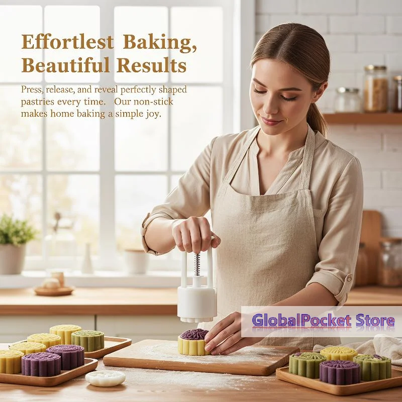 Practical Baking Tool That Is Plastic Hand Press Mooncake Mold With Multi Pattern Stamps For Mid Autumn Home Dessert Making