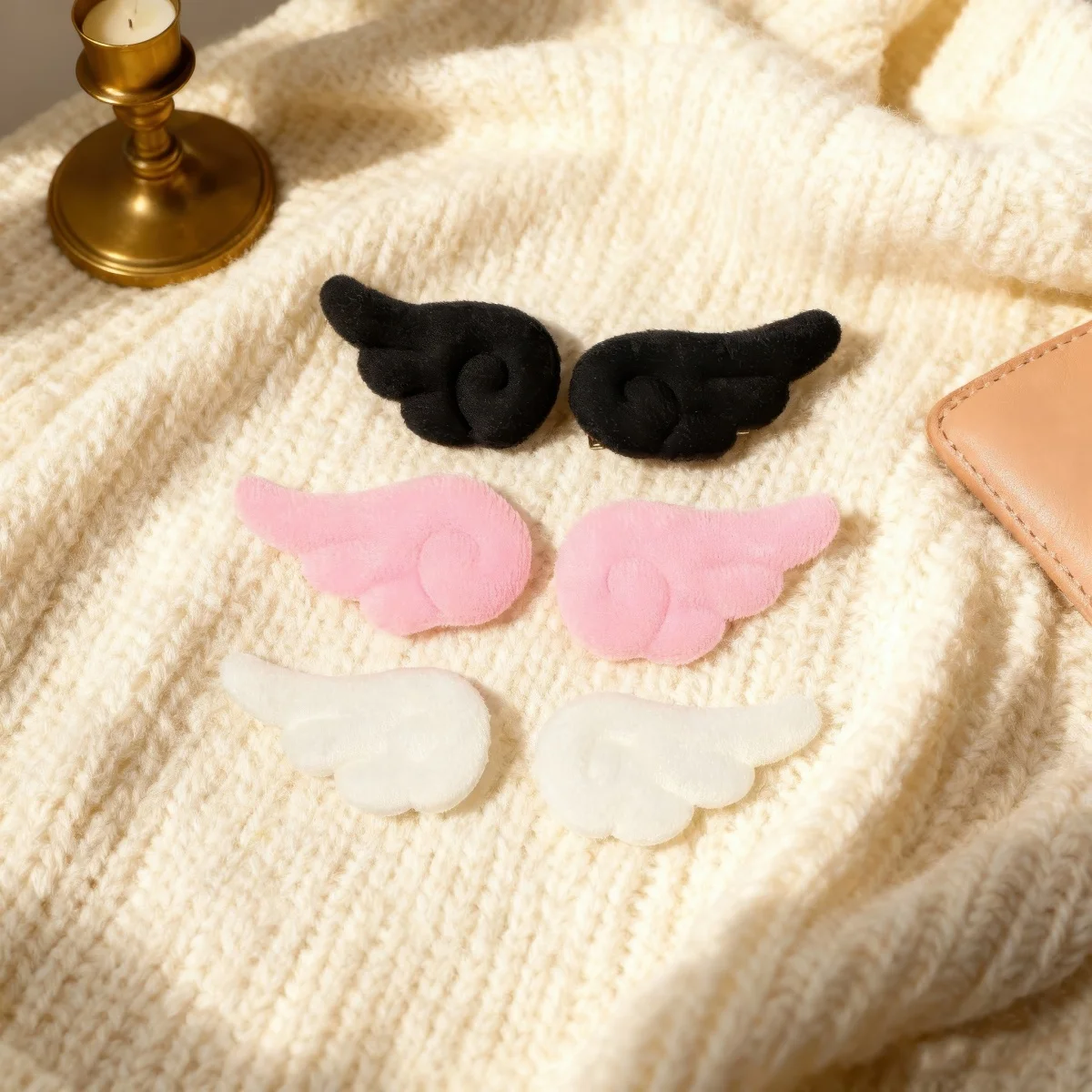 Kawaii Angel Hair Clip Plush Wing Design Adorable Fluff Barrettes for Girls Children Gift
