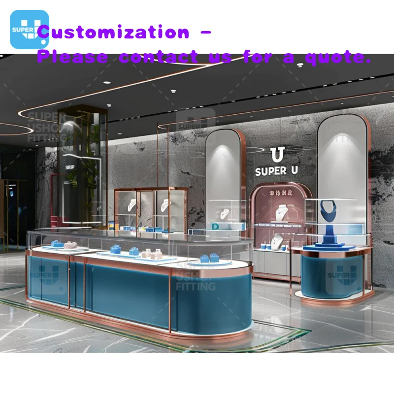 custom.Luxury Fine Jewelry Shop Display Furniture Design Lockable Jewellery Showcase Counter Glass Jewelry Kiosks Mall