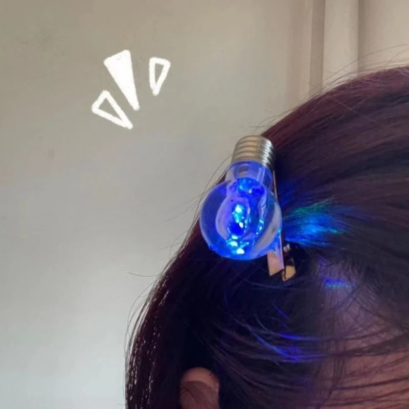 1-20PCS Glow in Dark LED Hair Clip Light Up Simulated Bulb Barrette for Women Girls Party Night Unique Flash Novelty Gift - view 6