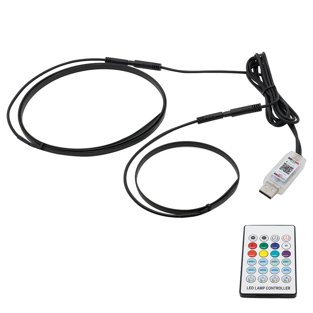 

USB Auto Decorative Lamp RGB Car Interior Colorful Light Remote Control Flowing Decoration Light Auto Streamer Atmosphere Light