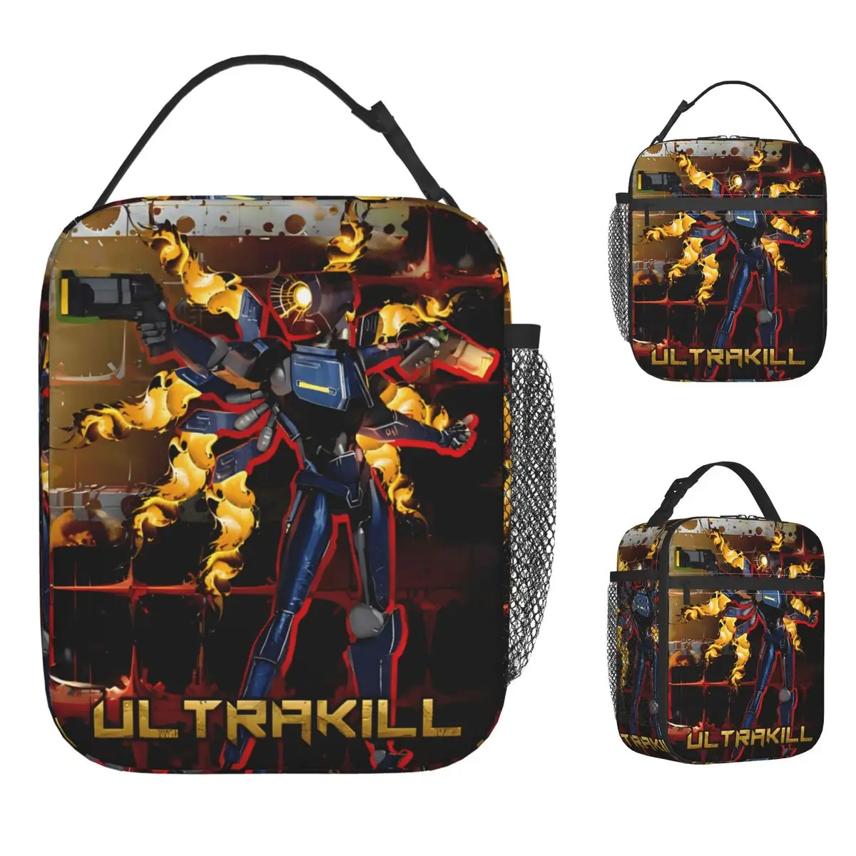 

Ultrakill Сумка для обеда Персонаж робота Портативный изолированный ланч-бокс Женская уличная сумка-холодильник для пикника Веселые оксфордские термосумки для обеда