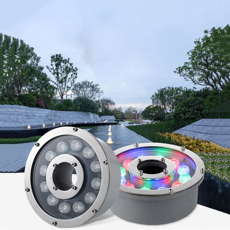 Stainless Stell Underwater Pool IP65 Waterproof Lamp 6/9/12/18W AC12V Submersible Mini Led Spotlights Colorful RGB Night Lamps