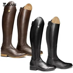 Bottes d'équitation hautes en cuir PU, chaussures de cavalier au genou, coupe longue équestre