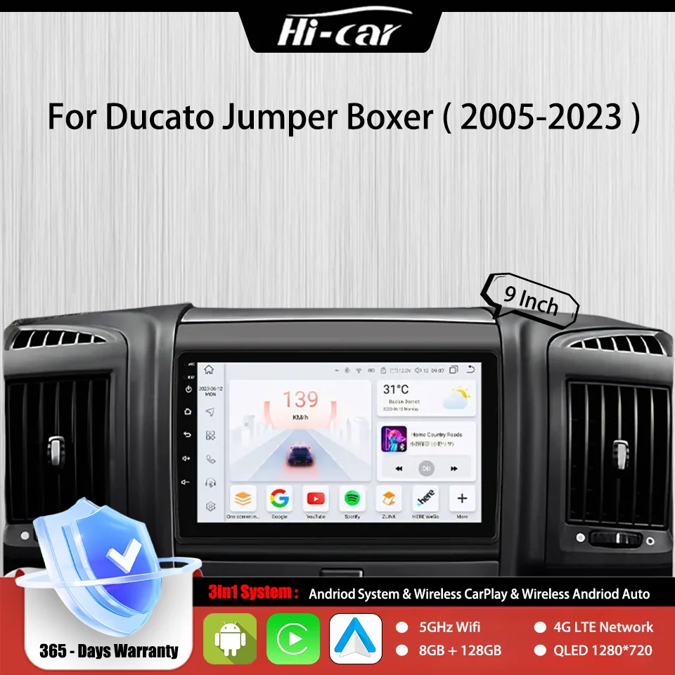 2Din Car Radio For Fiat Ducato Citroen Jumper Peugeot Boxer Wireless CarPlay&Andriod Stereo GPS Navigation Multimedia Head Unit