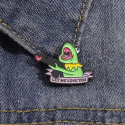 Sniper Kermit Frog Enamel Pins Custom Let Me Love You Brooches Lapel Badges Animal Shining Heart Jewelry Gift for Friends