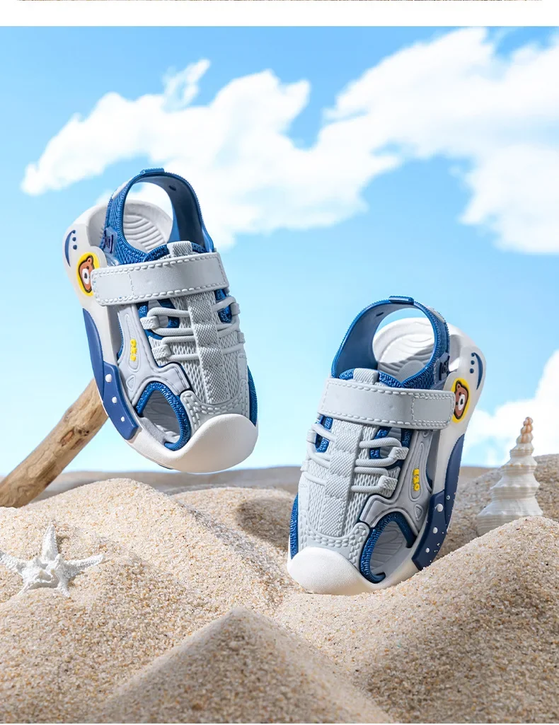 2026 Neue Sommer Jungen Zehensandalen Weiche Sohle Rutschfeste Kinder Baby Weichsohlen-Klettverschluss Strandschuhe Kleinkindsandalen – Detail 17