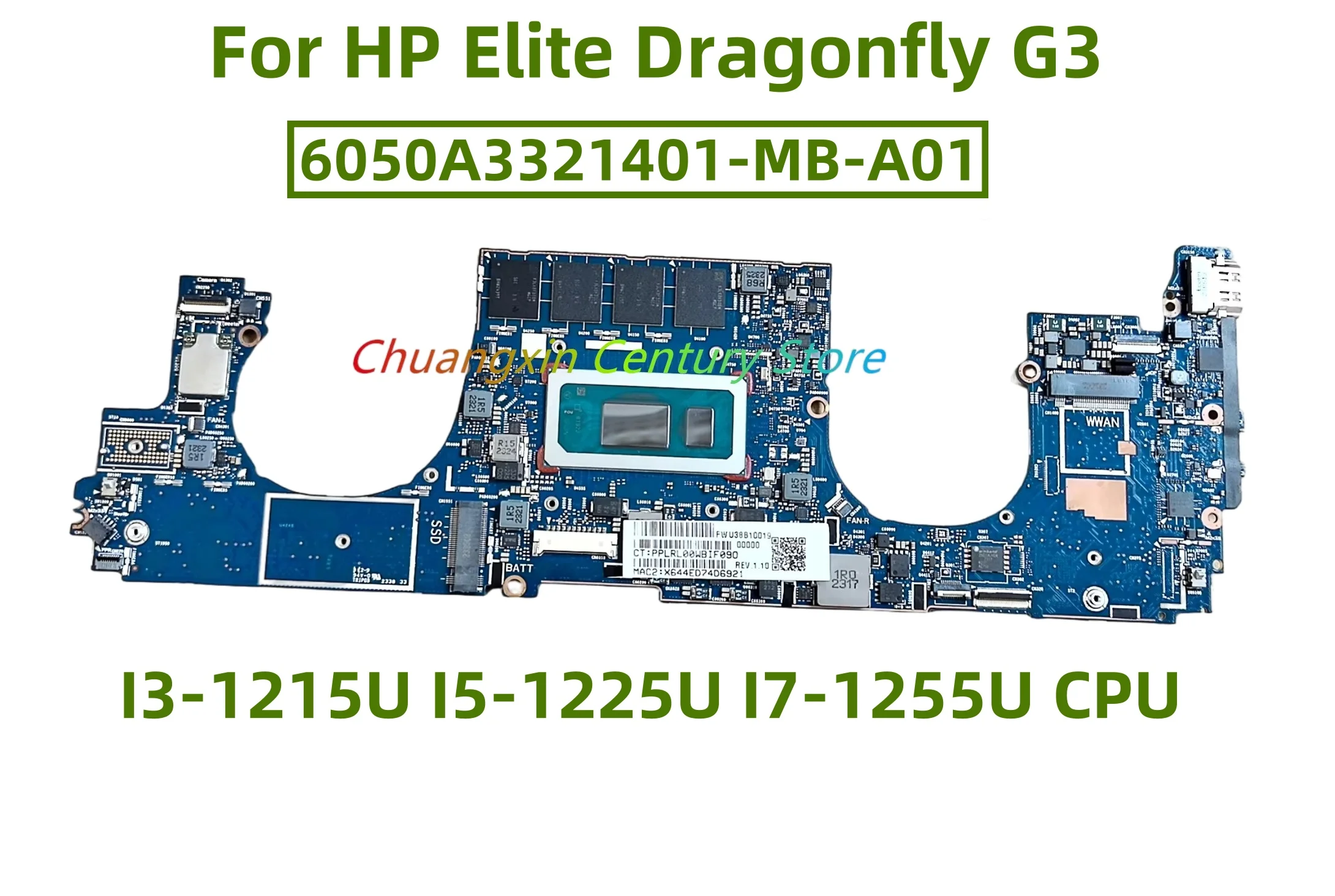 

6050A3321401-MB-A01 motherboard suitable for HP Elite Dragonfly G3 laptop with I3-1215U I5-1225U I7-1255U CPU 100% test ok