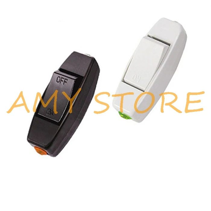 2pcs or 5pcs White ON/OFF Plastic In Line Cord Rocker Boat Push Button Switch AC 250V 6A Household Bedside 60 x 20 x 27mm