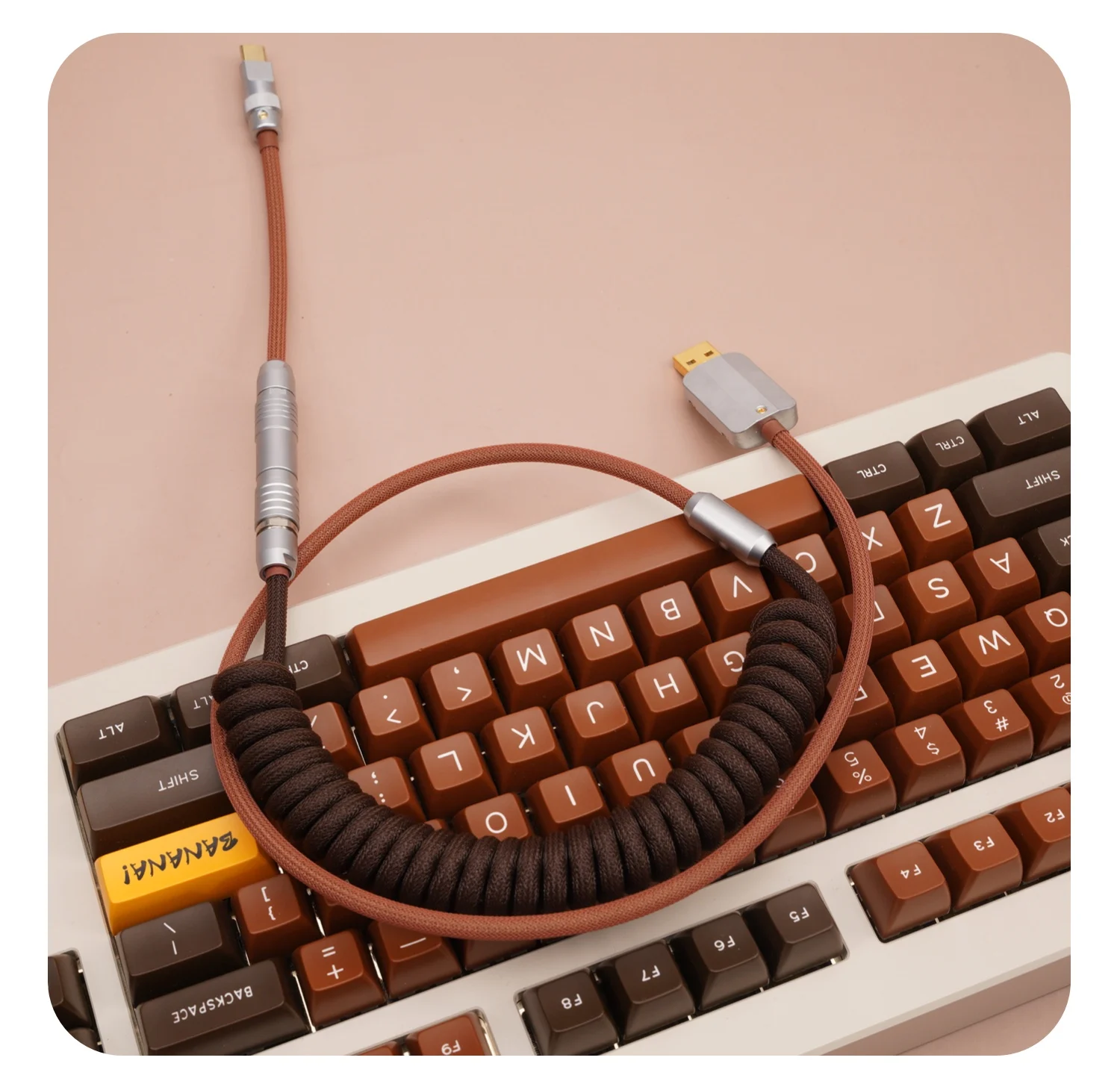 GeekCable Handmade Customized Mechanical Keyboard Data Cable For GMK Theme SP Keycap Line Chocolate Colorway