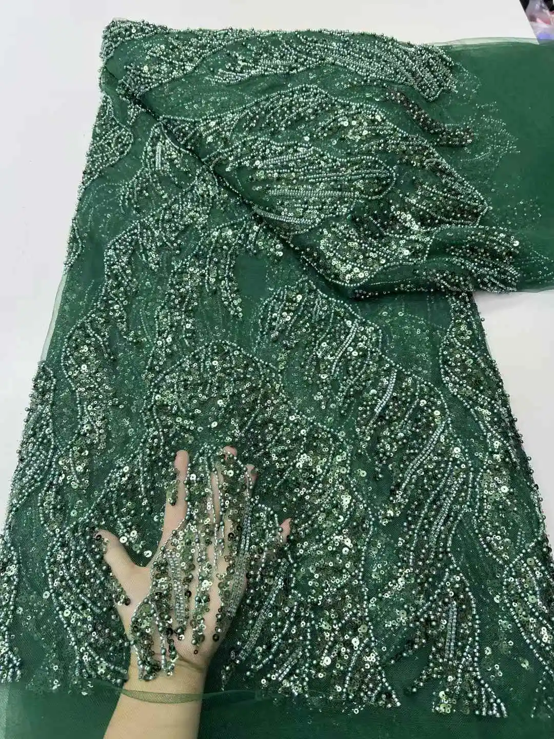 قماش دانتيل خرز ترتر نيجيري فاخر ، تطريز فرنسي ، قماش شبكي أفريقي ، فستان حفلات خياطة ، جودة عالية