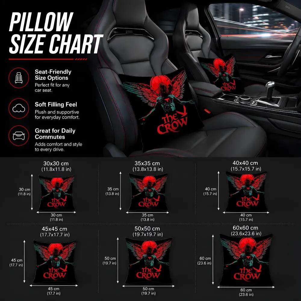 R-Raven C-Crow Movie Cushion Plush Easy Clean Home Decor Fade Resistant Modern Home Decor Retro Cover