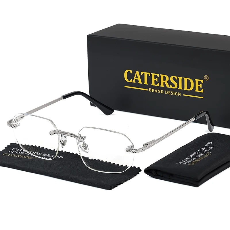 CATERSIDE Neue Retro Randlose Sonnenbrille männer Polygon Luxus Marke Designer Sonnenbrille Frauen Party Festival Brillen Geschenk Fall – Detail 17