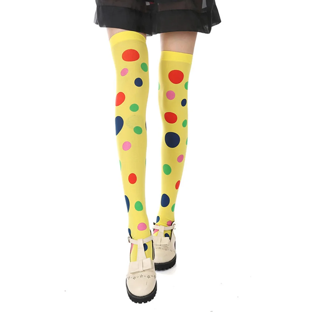 4pcs Printing Long Stockings Colorful Socks Colorful Clown Tube Socks Rainbow Stripes Cosplay Dress Up Props