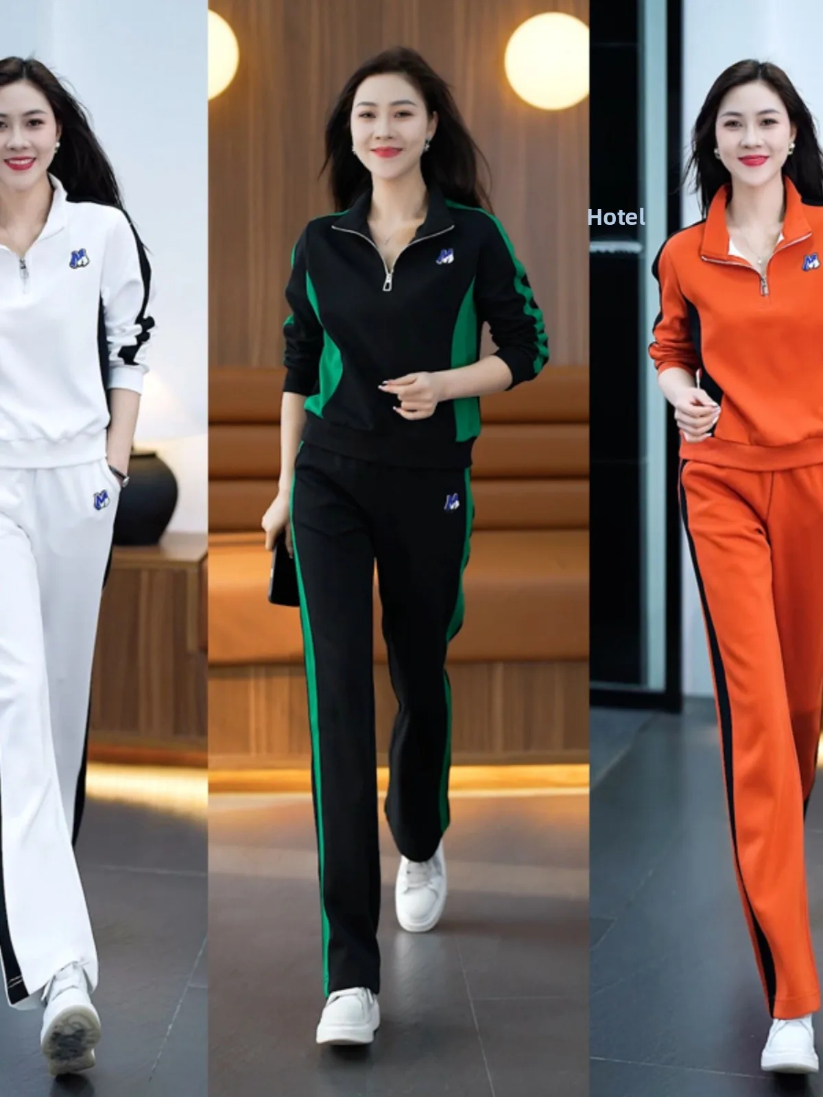 

Fashionable Long Sleeve Set Women's Stand Collar Sweatshirt Spring New Style Elegant Youthful Running Suit Casual Sportswear