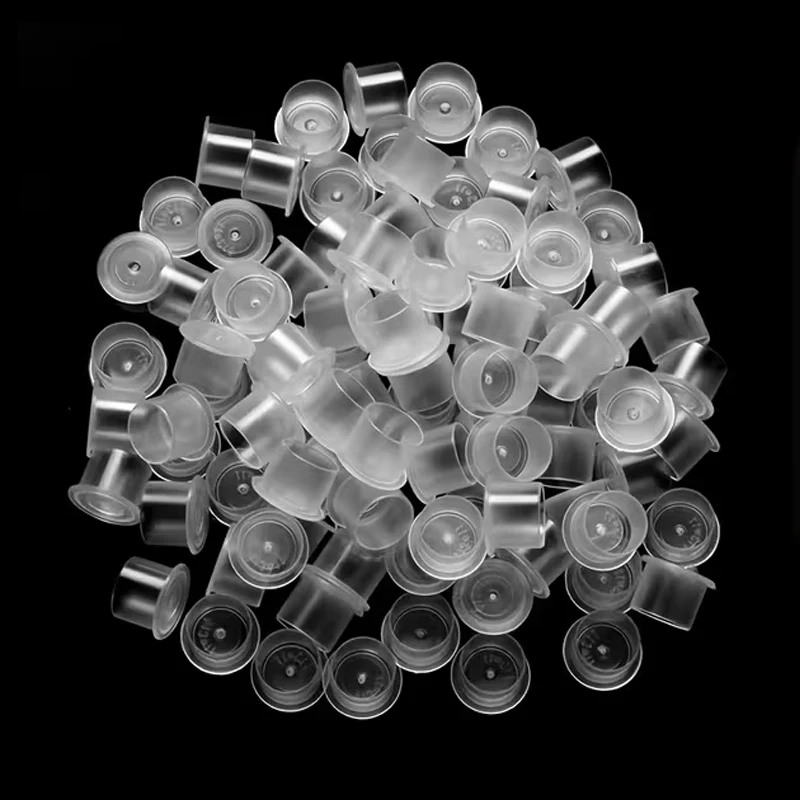 200pcs Plastic Tattoo Ink Cups Caps With Base Clear Self Standing Ink Caps Tattoo Pigment Cups For Tattoo Ink Supply