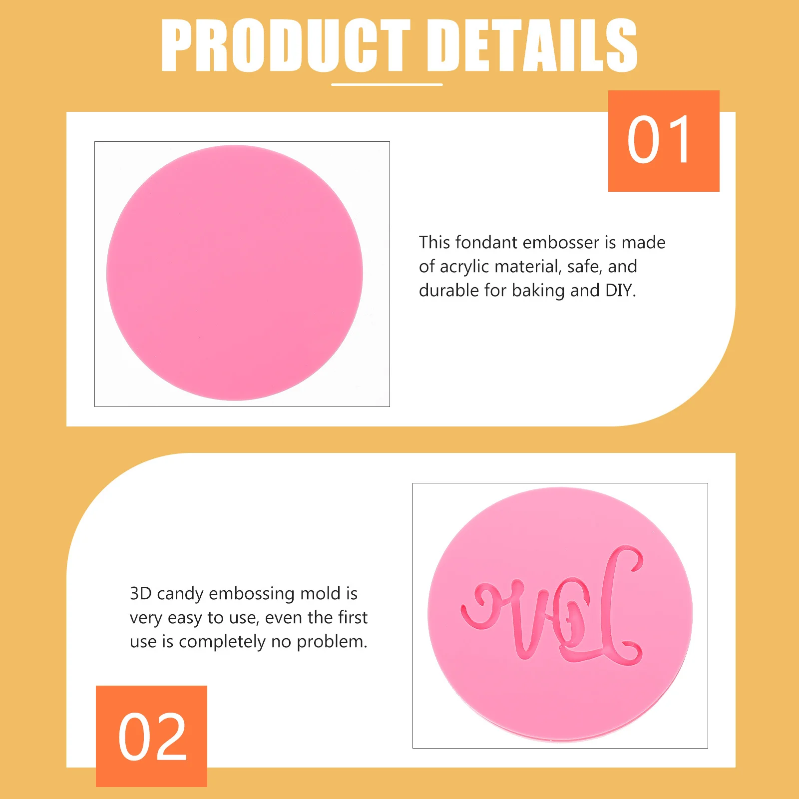 

Acrylic Fondant Embosser Baking Tool for DIY Cake Cookie Chocolate Decorating Fondant Stamp Baking Cake Embosser