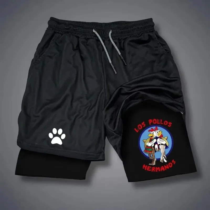 

Мужские быстросохнущие спортивные шорты, двухслойные шорты с буквенным принтом для тренировок по бегу, летняя спортивная спортивная одежда для мужчин