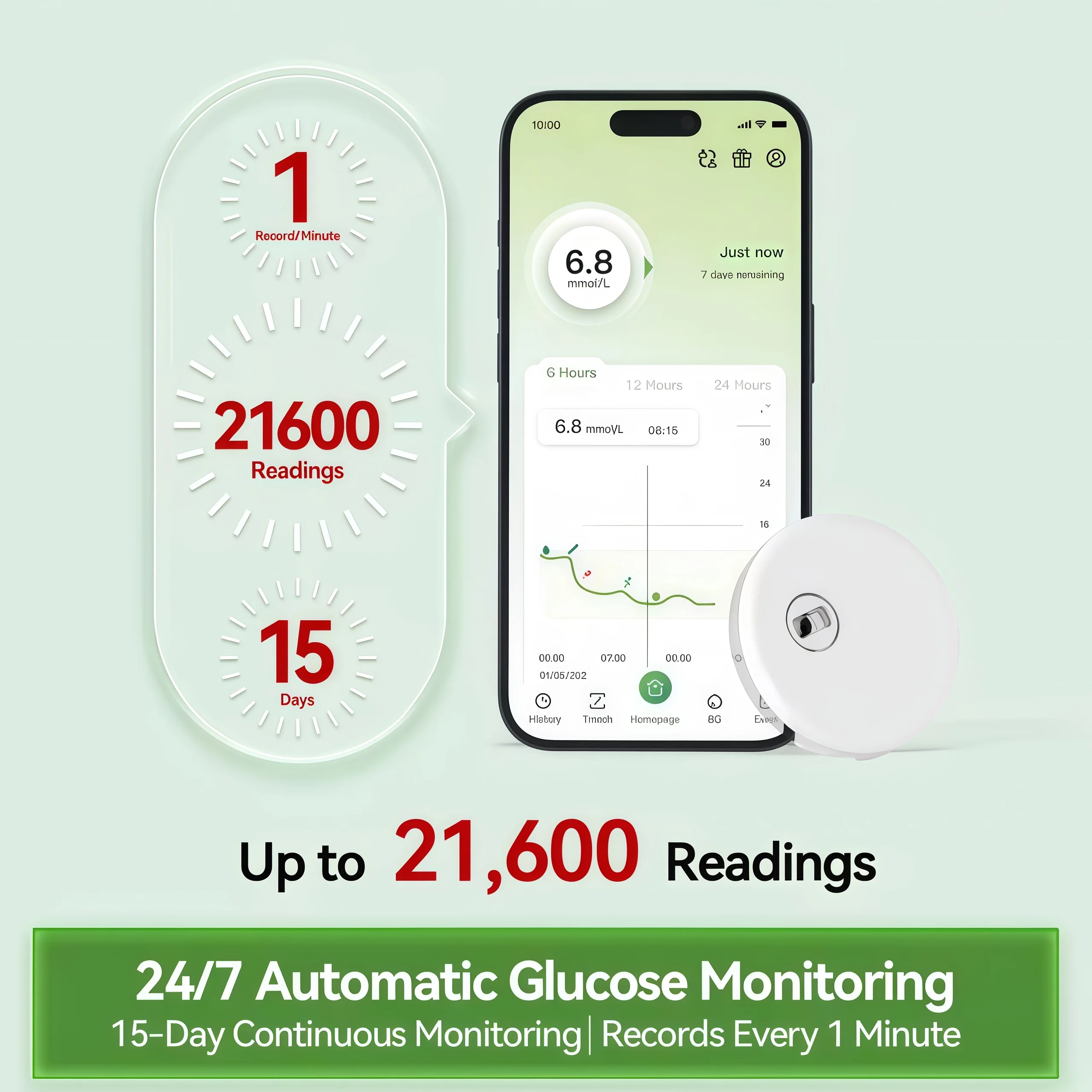 FreeStyle Libre Blood Glucose Monitor 24-Hour X 15 Day Real-Time Monitoring, Dynamic Blood Glucose Monitoring Sensor - Image 5