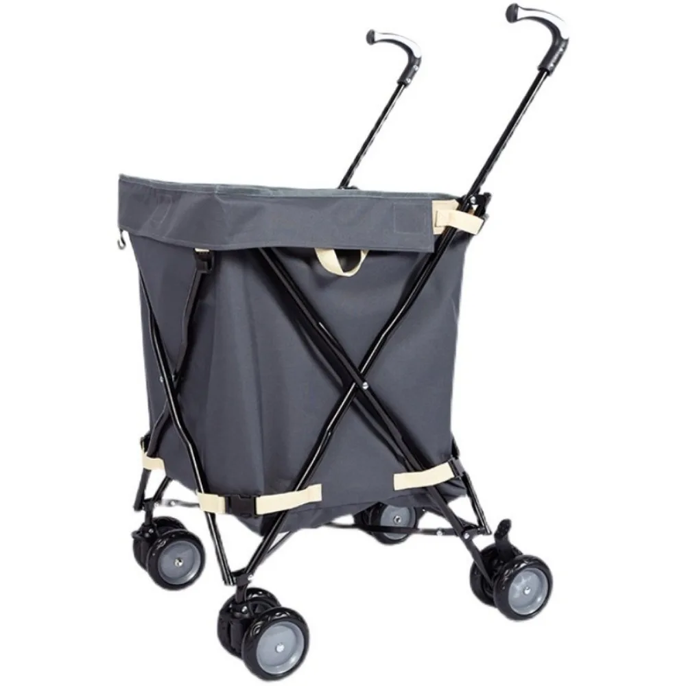 Shopping Cart Foldable Trolley Multifunctional Pickup Express Moped Home Shopping Cart Storage