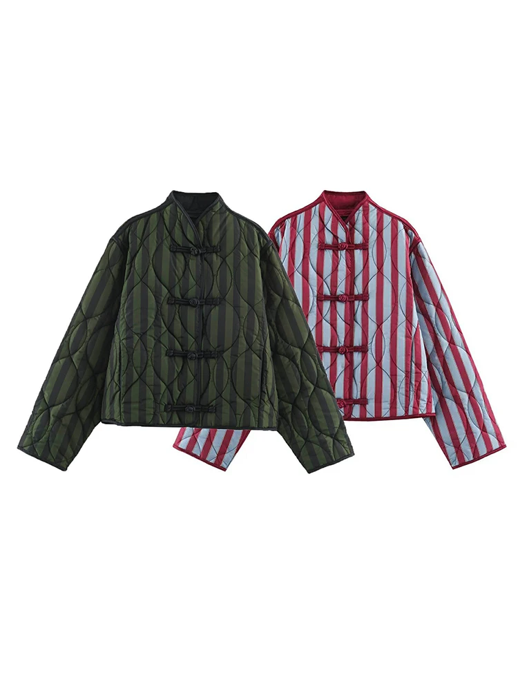 Women Vintage Holiday Casual Shirts Women Striped Tierred Stand Collar Single Breasted Shirts Fashion 2026 Autumn Lady Shirts ﻿